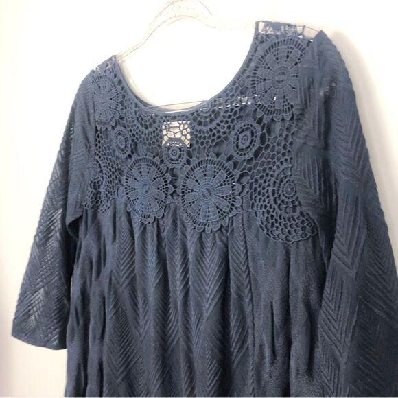 ANTHROPOLOGIE | HOLDING HORSES Augusta Navy Blue Crochet Dress Women’s Size XS - Picture 3 of 11
